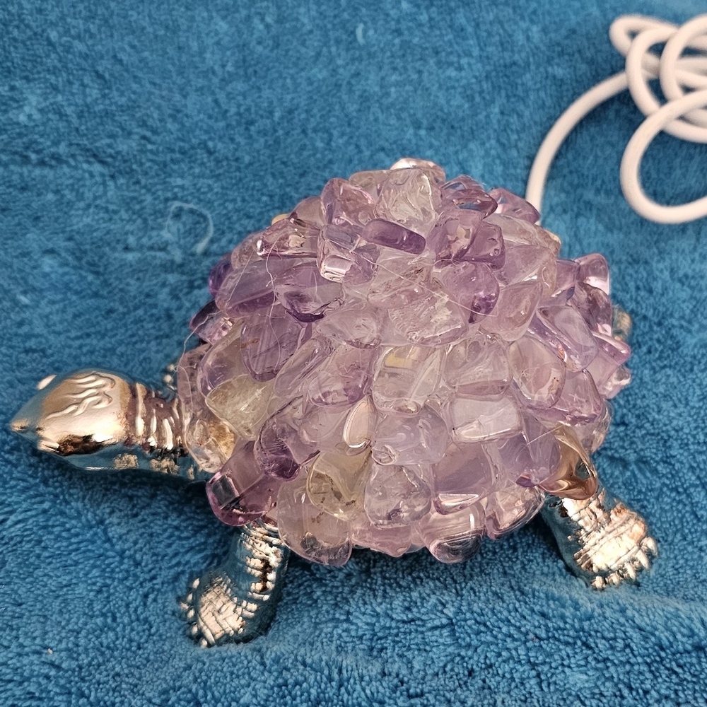 108x70x50mm (approx) Ametrine Turtle Lamp, USB Power Cord, On/Off Switch, NWT!